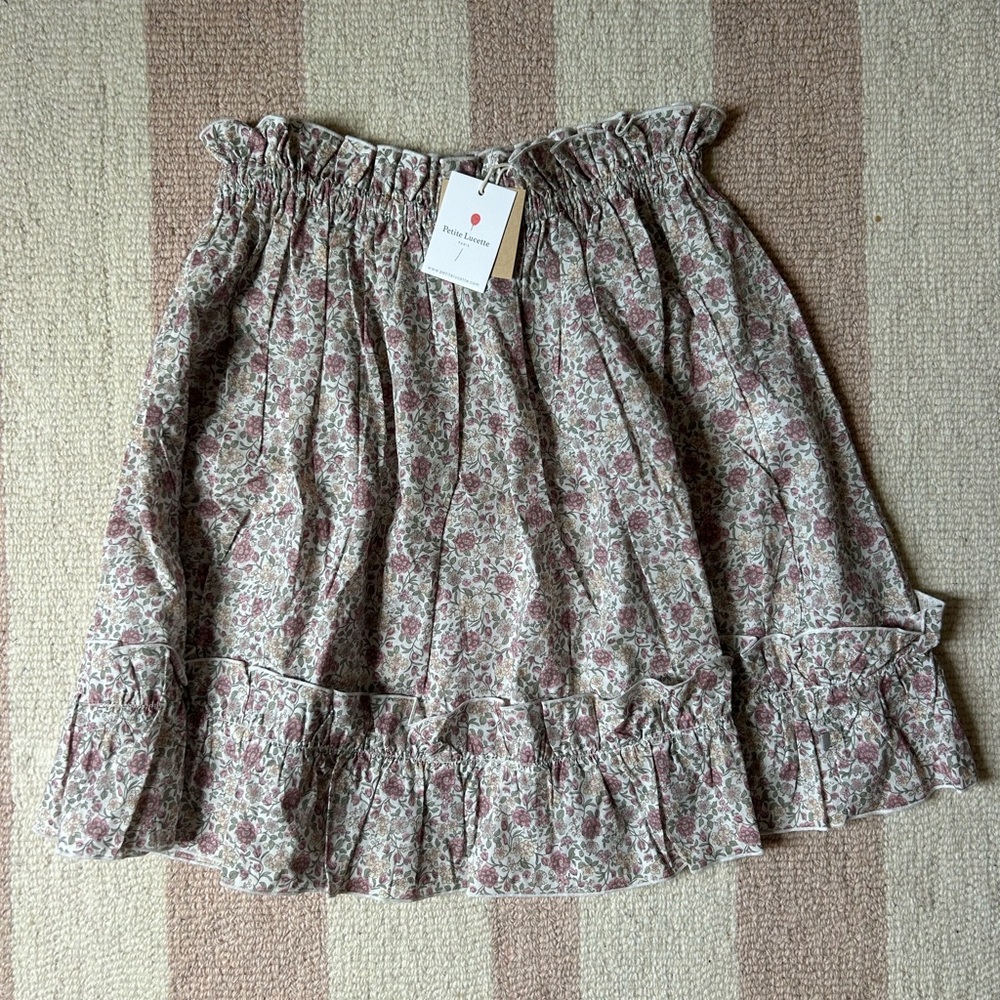 French Floral Skirt with Smocked Ruffles